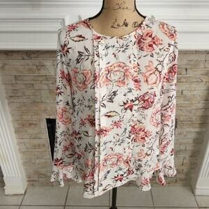 BANANA republic‎ floral pleated long bell sleeve shirt size small